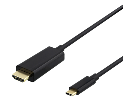 Deltaco USB-C till HDMI-kabel, 4K@60Hz, 1m, svart